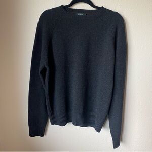 J. Crew Lambswool Crewneck Sweater, Men’s Large, Charcoal Black Gray Classic EUC